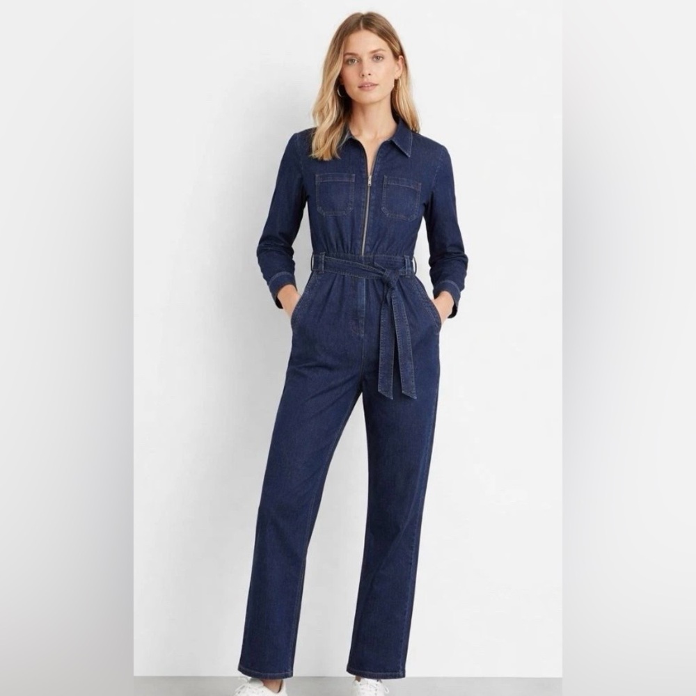 Boden Denim Jumpsuit Utility Boilersuit Western Size 12R US Straight Leg